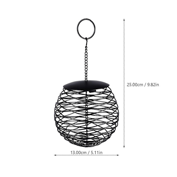 Kugleformet fuglefoderbræt udhulet egernsikker vildtfuglefoderbræt hængende fuglefoderbræt 25X13X13CM Black