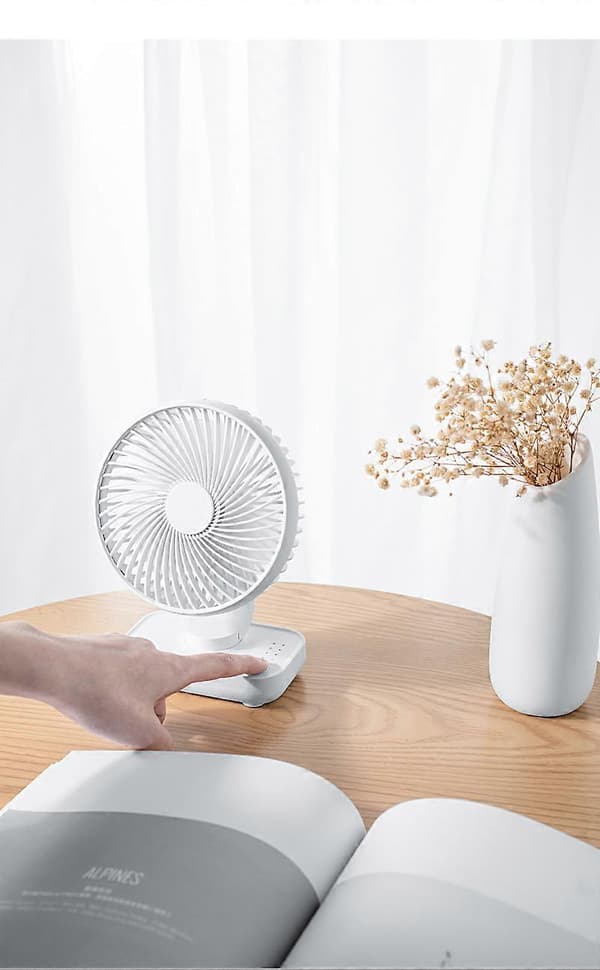 Stille ventilator, USB bordventilator, bærbar 4 hastigheder lille, hvid