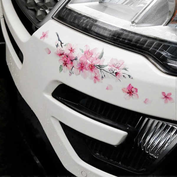 Körsbärsblomm Vinyl Dekal för Bil, Repskydd Rosa Blomma Bumper Dekal för Bil, Motorcykel, Heminredning