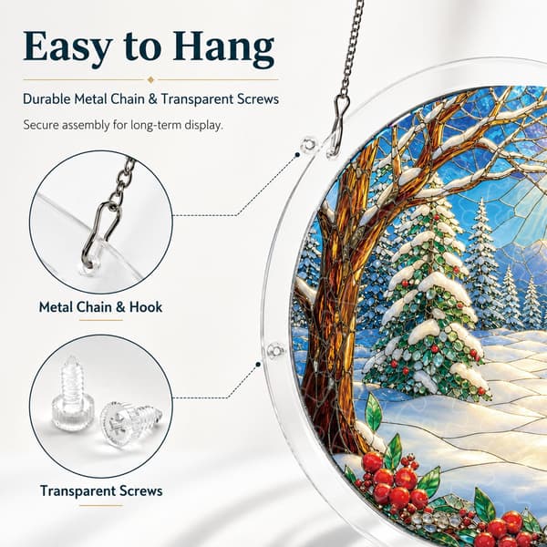 Winter Forest Acrylic Puzzle Suncatcher, 83 Pieces DIY Window Decor Winter Forest