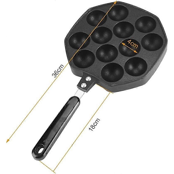 12 huller Blæksprutte Kødbolleform Nonstick Bageplade, til Blæksprutteboller/Pandekager, 33cm