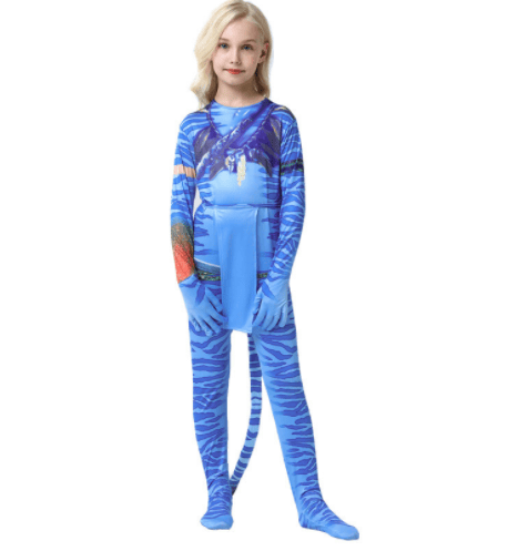Avatar 2-dräkt, jumpsuit för barn med Halloween-tryck för flickor