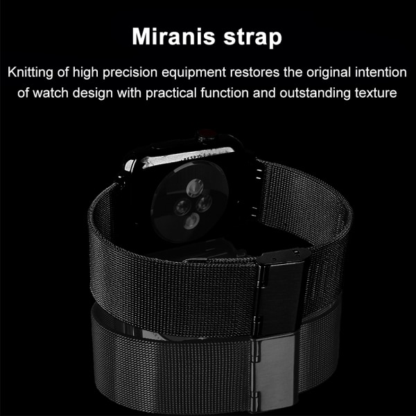 Kompatibel Apple Watch -rem 38-40 mm/42-44 mm, ringspänne i rostfritt stål Metallrembyte-42/44 mm svart