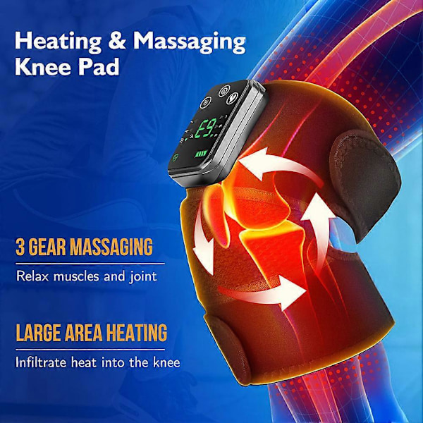 Elektrisk Uppvärmningsvibration Massage Knäskydd 2 i 1 Knä Armbåge Axel Massage Enhet för Äldre Grey