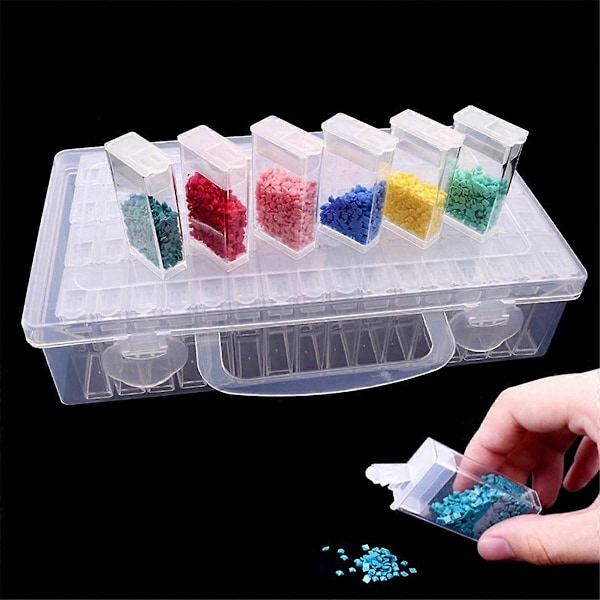 64 Rutor Diamantmålning Förvaringslåda Bärbar Frö Pärla Organiseringsväska DIY Nagelkonst Plastbehållare