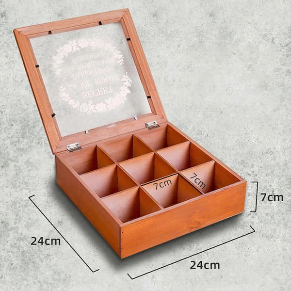Storage Box with Multiple Compartments, Large Capacity, Wooden Storage Box, Treasure Chest for Home