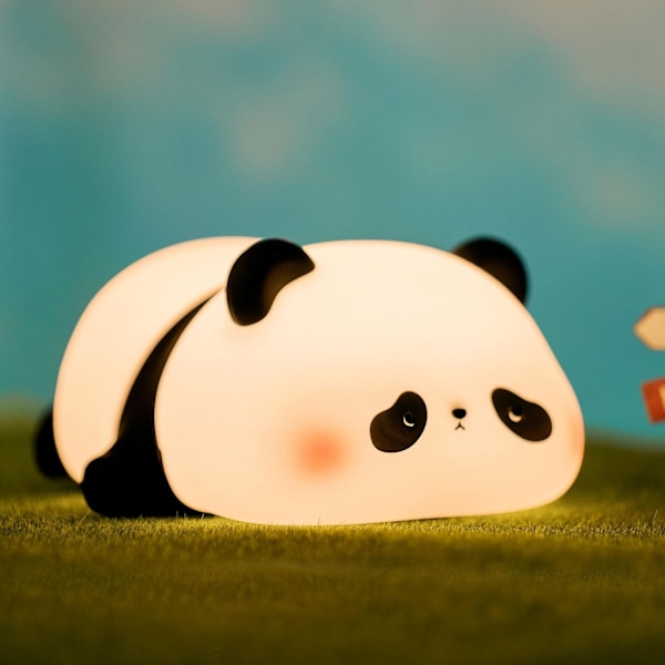 LED Nattlampa för Barn 3 Ljusstyrkenivåer Uppladdningsbar Timerfunktion Beröringsbar Silikon Panda Lampa Pojke Flicka Panda Present