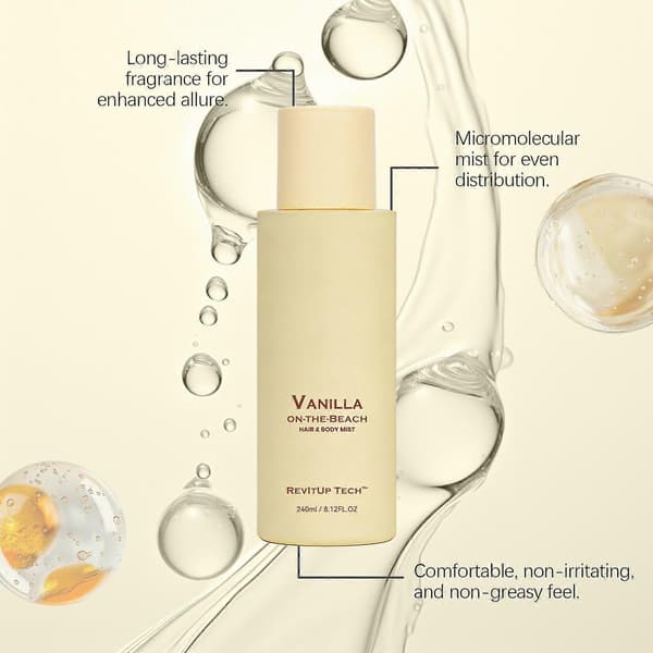 2 i 1 Vanilla On-the-Beach, 240ml Hår- og Kropsmist, Langvarig Premium Kropsmist til Kvinder og Piger 2pcs