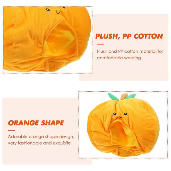 Oransje myk plysj hodeplagg for fotorekvisitt Cosplay