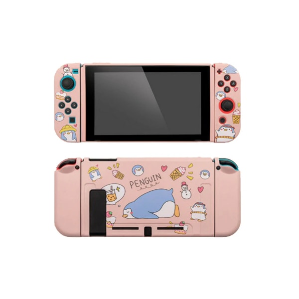 Tecknad Nintendo Switch-konsol Mjukt case Cover Pink Penguin