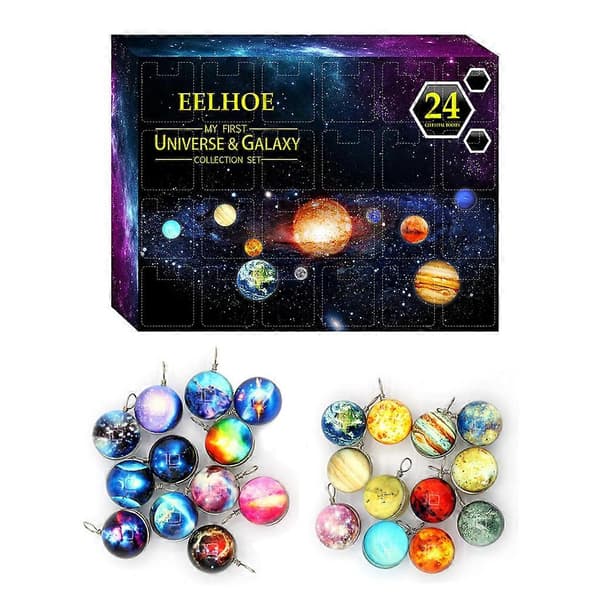 24 dages planet-julekalender med blind box-overraskelser i plast