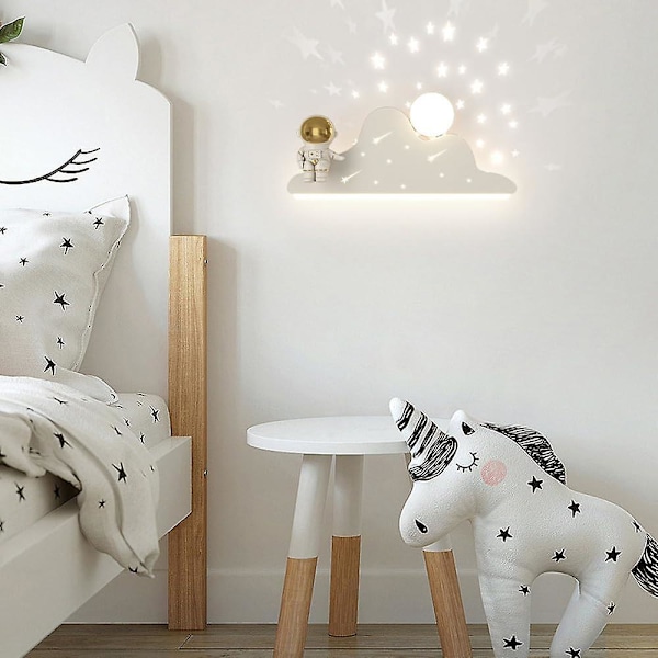 Astronaut LED Vegglampe for Barnerom Dimbar Nattbordslampe Veggprojeksjon Stjerner Nattlys Hvit Moderne Vegglampe