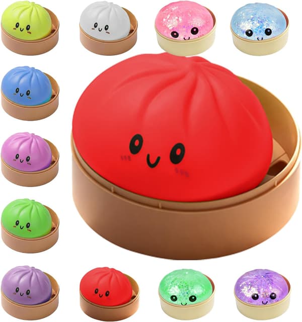 Dumplings Squishy Mystery Mini Dumplings Squishy Stressbolde Fidget Sensorisk Legetøj Blød Klemme Dekompression Dej (Lilla-A) Red
