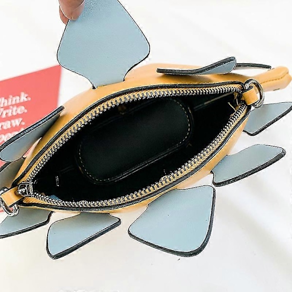 Messenger taske til kvinder, dyreformet dinosaur læder crossbody skuldertaske Blue Grey