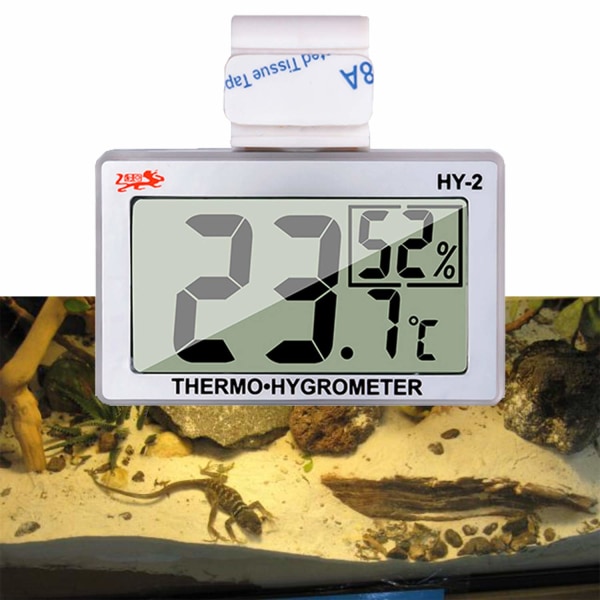 Digital termometer hygrometer för reptilterrarium, temperatur- och fuktighetsmätare i akryl- och glasterrarium, noggrann avläsning (1 förpackning)