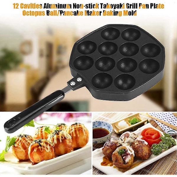 12 huller Blæksprutte Kødbolleform Nonstick Bageplade, til Blæksprutteboller/Pandekager, 33cm