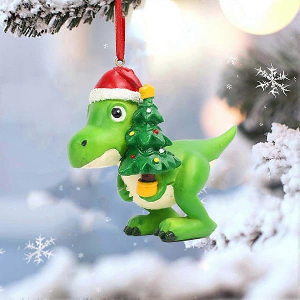 Juleophæng Mørkegrøn Dinosaur Vedhæng til Jul 3-stks sæt