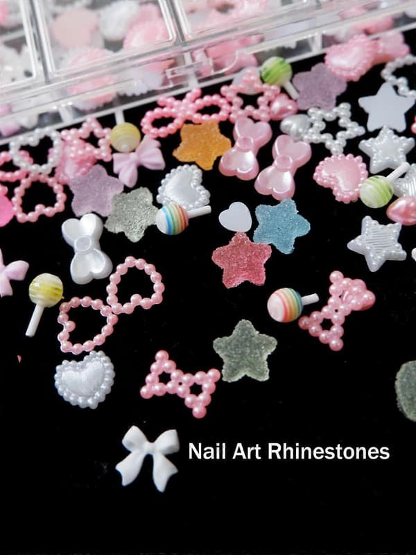 3D Farverige Neglekunst Charms Sæt med Sløjfe Stjerne Hjerte Designs, DIY Manicure Tilbehørssæt