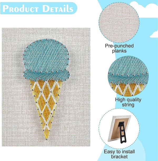 Is String Art Kit DIY String Art Håndværkssæt til voksne og børn DIY Nail String Art Kit til boligindretning Kunst Kunst og Håndværk