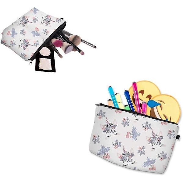 3 Stykker Opbevaringspose Makeup Tasker Rejse Makeup Pose Mini Kosmetiktasker, Enhjørningemønster