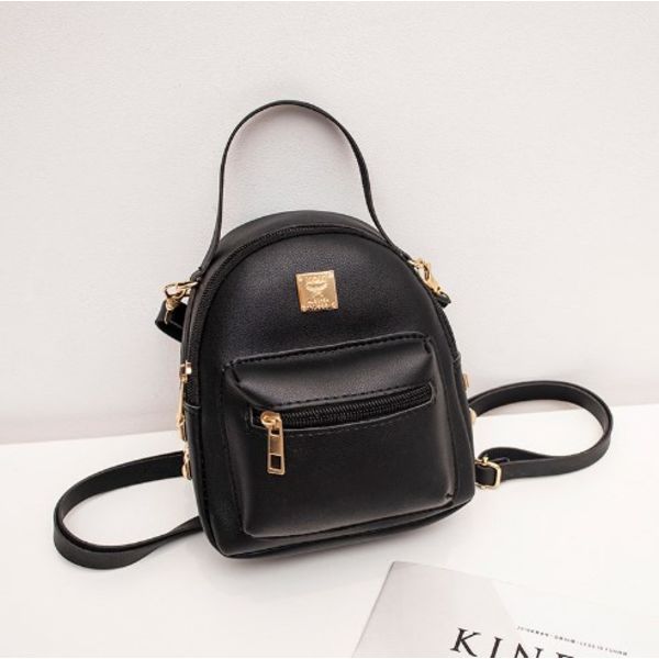 Women's Backpack PU Detachable Shoulder Strap Lightweight Practical Mini Women's Small Backpack with Handle Black Free Size