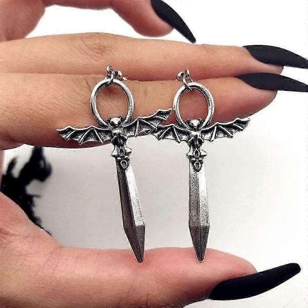 Punk Eardrop Bat Swords Hängande Örhängen Gotiska Fladdermus Örhängen Halloween Present