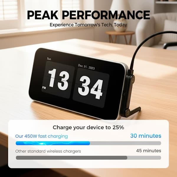 2-i-1 Usynlig Stativ Ladekabel, Multiladekabel med Type C Multi-Vinkel Justerbart Stativ, 240W Hurtiglading C til C