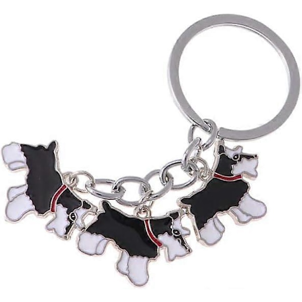Bil Nøglering Metal Bil Nøglering Dekorationer, Tre Hunde Nøglering Metal, Søde Metal Hvalpe ID Tags grå black