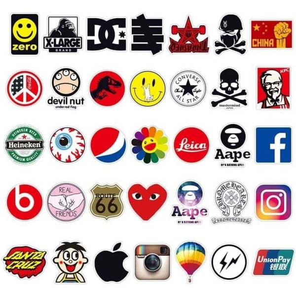 100 seje logo-klistermærker, vandtætte vinyl-klistermærker, der passer til bærbare computere, tablets, mobiltelefoner, vandflasker, cykler, bagagecomputere