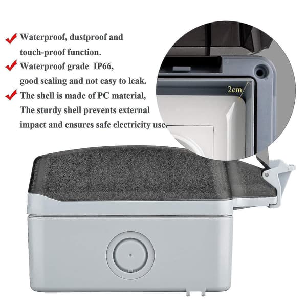 Waterproof Outdoor Switch, Wall Socket, Switch Socket Ip66, Ur-housing Garden and Commercial Applications
