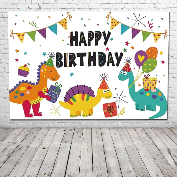 7x5Ft Happy Birthday Cartoon Dinosaur Backdrop Happy Birthday Decorations Backdrop Banner Birthday Party Supplies Photo Background