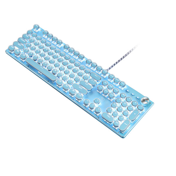 Retro Mechanical Gaming Keyboard 104 Keys, LED Backlight Keyboard Mechanical Computer Keyboard with USB-Punk Tiffany