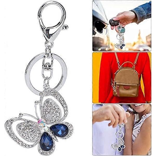 Krystal Nøglering Vedhæng, Sommerfugl Zinklegering Rhinestone Glitrende Vedhæng