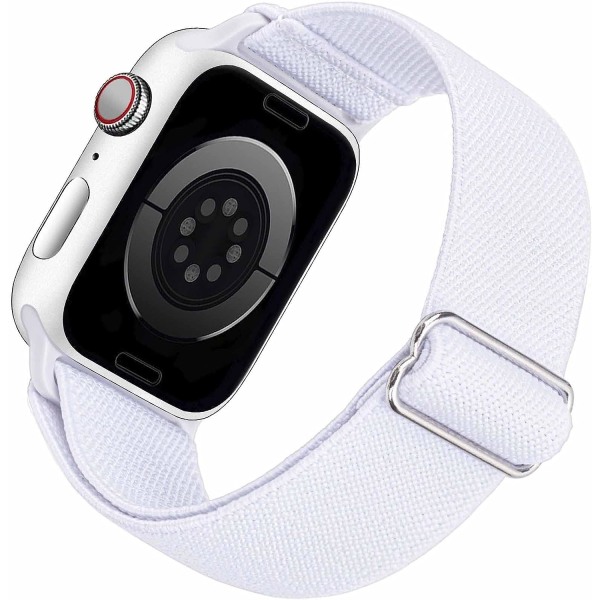 Stretchigt watch kompatibelt för Apple Watch Band 45 mm 44 mm 42 mm Bekvämt justerbart sportband för kvinnor män - Vit