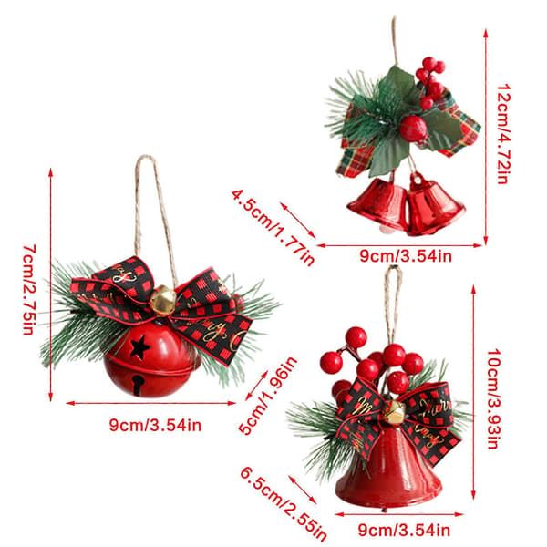 Julepynt med justerbar længde til juletræ og vægophæng Red round bell model