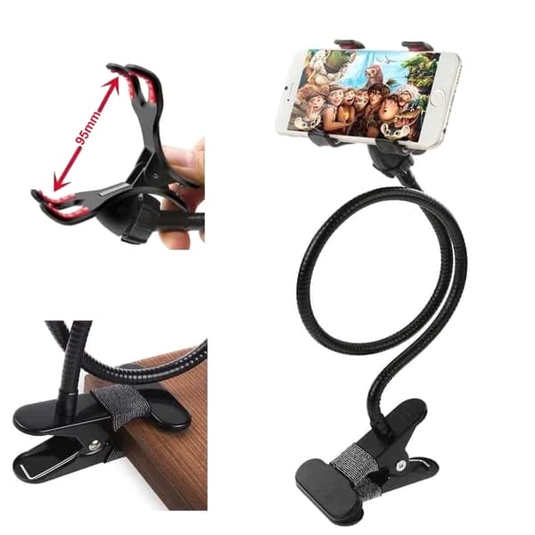2-Pack Mobile Holder - Bendable Stand with Clamp for Mobile Black Black Svart