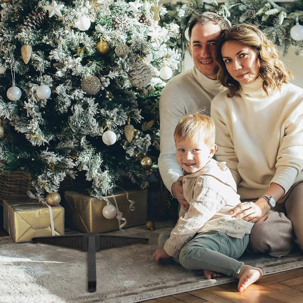 Kunstig juletræsfod i plast til opbevaring, sort festligt tilbehør