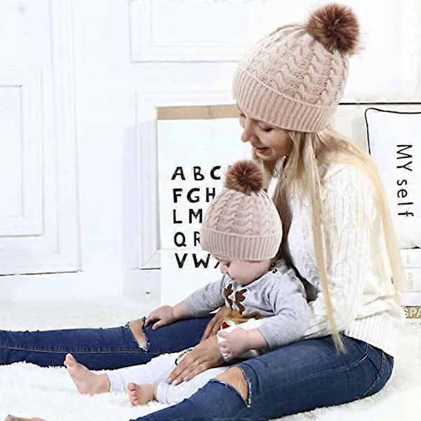 Udendørs dame vinter termisk strikket uld twist skihue (sort) 1 stykke