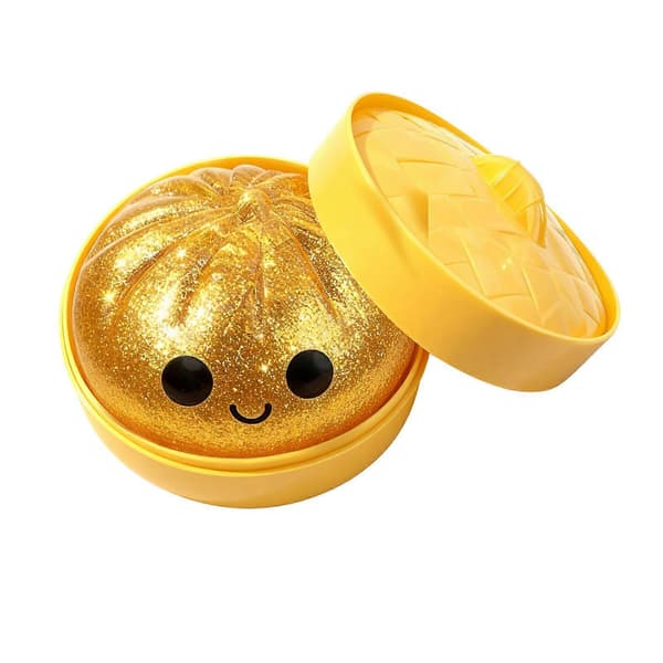 Glitter Dumpling, Dumpling Squishy Glitter, Glitter Dumplings Squishy, Angstlindrende Fidget, Blød Klemme Dekompression Dej gold