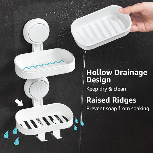 2-pack Soap Dish with Suction Cup, Wall-Mounted Removable Soap Dispenser for Shower and Bathroom