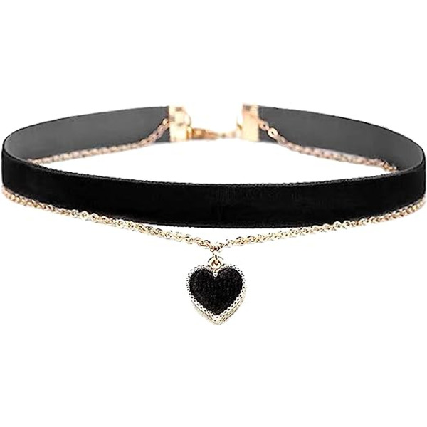 MOMOCAT Hjerte Halskæde Justerbar Rød Choker Klassiske Krave Halskæder til Kvinder og Piger Fløjl Choker Halskæde