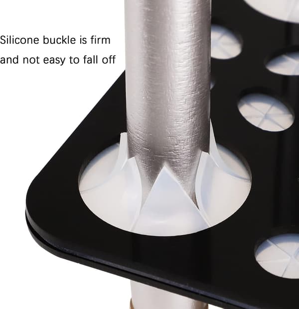 Makeup Brush Holder - 28 Holes Makeup Brush Drying Rack - Foldable - Acrylic Brush Holder - Black - 20*13*13CM
