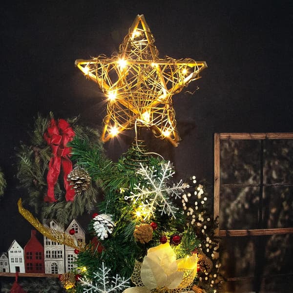 Rattan Christmas Tree Star, Natural Star, Christmas Tree Decoration