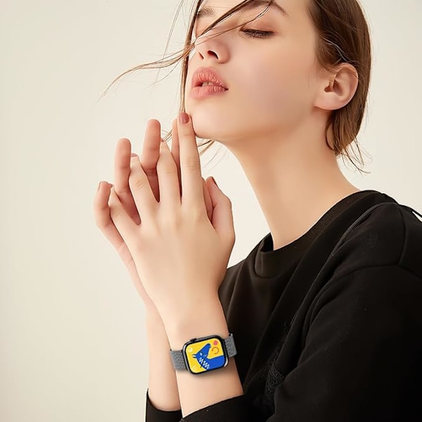 2 Stykker Remme Kompatible med Apple Watch Armbånd, Dobbelt Magnet Justerbar Rustfrit Stål Metal Kompatibel med iWatch Armbånd Se Ultra Series Starlight + Black 42/44/45/49mm