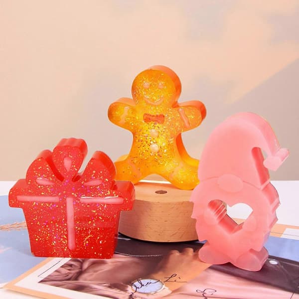 6x juleserie silikoneforme snefnug lysforme gipsforme epoxyharpiksforme julemandsforme til lysfremstilling