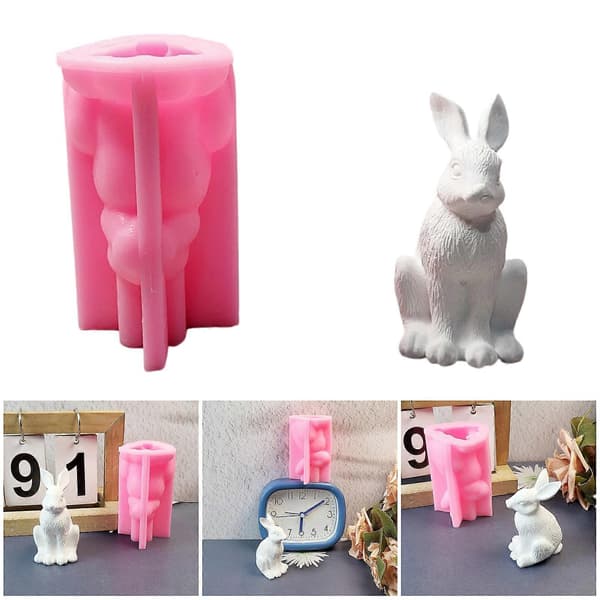 3D Kaniner Form Silikone Lysforme Epoxyharpiks Silikoneforme til Lys Sæbefremstilling Beton Silikoneforme