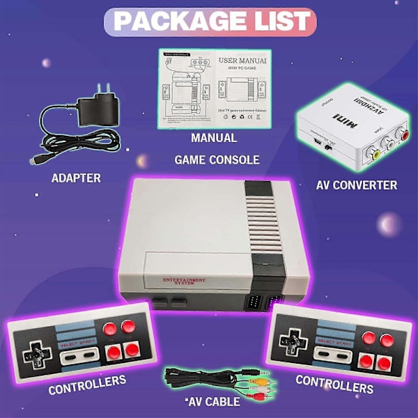 Classic Edition Mini -viihdejärjestelmä 620 pelillä, AV- ja HDMI HD -lähdöllä, Plug and Play 4 buttons