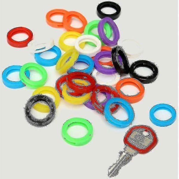 Nøglehætter - Sæt med 32 fleksible plastik nøgle-ID-ringe til nem identifikation