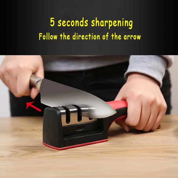 Knife Sharpener for Kitchen Knives - 4 Sharpeners Multifunction Black black
