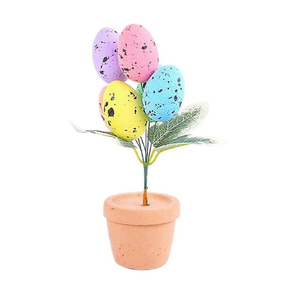 Påskdag Färgglada Ägg Krukväxt Fläckiga Ägg Bonsai Påsk Desktop Prydnadsföremål Dekoration för Hemmet 2024
